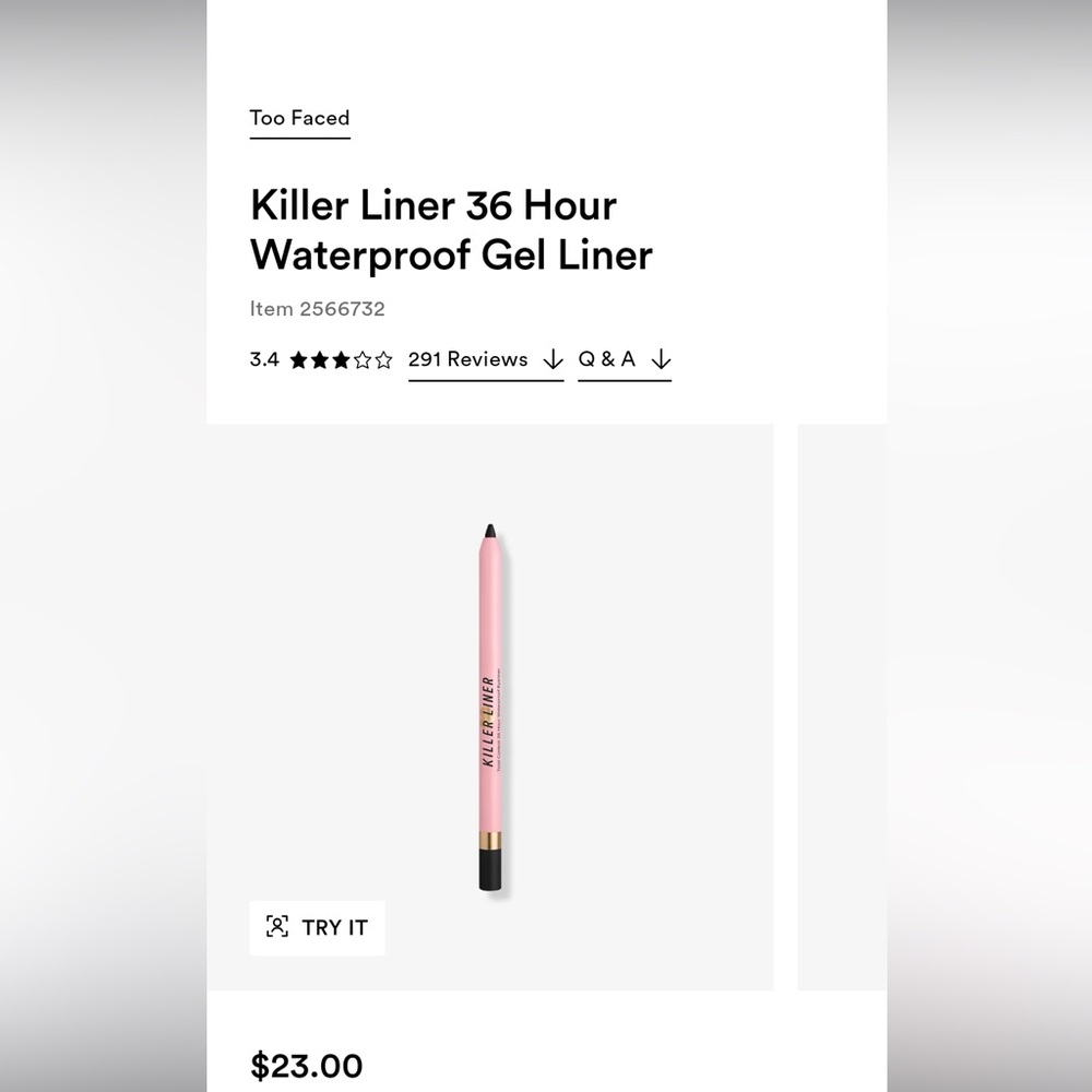 (SOLD) Too Faced Killer Eyeliner - Picture 4 of 4